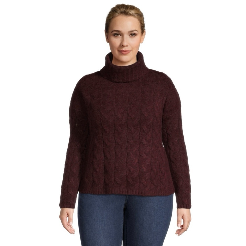 Wind River Women's Heritage Cable Turtleneck Sweater Burgundy NEW Small Warm NWT